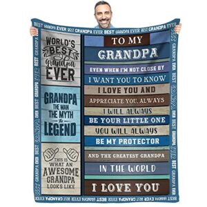 sixftop best grandpa ever blanket gifts from grandson and grandaughter fathers day birthday gifts for grandpa papa | to grandpa letter christmas bday presents for papa throw blanket 50” x 60″