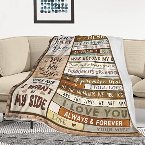 ZWERIVP Gifts for Husband - Husband Fathers Day Birthday Gift - Wedding Anniversary Romantic Gifts for Him - Husband Gifts from Wife - to My Husband Gifts Throw Blanket 60 x 50 inch