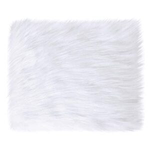 qiolyiee white faux fur plush cushion fluffy small area rug, luxury background for small items/jewelry/nail art desk photos, product display & home decor (rectangle – 15 x 12 inches)