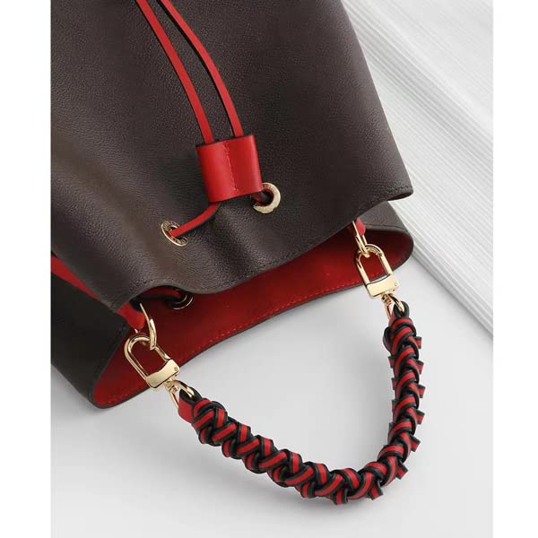 Genuine Leather Braided Handle Compatible with Neonoe Strap for Metis Noe BB NM Beaubourg Hobo (RED)