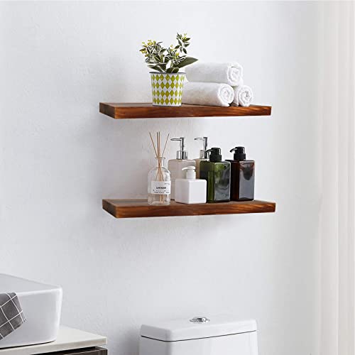 iiidol Wood Floating Shelves Set of 3, Rustic Shelves Wooden Display Shelf with Invisible Brackets-16 L x 6.7" D Wall Mounted Shelf for Living Room Bedroom Kitchen Bathroom Farmhouse (3, Small)