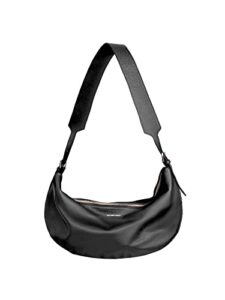 amazing song hobo cescent crossbody bag for women, sling croissant shoulder bag soft leather half moon black