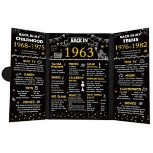 darunaxy black gold 60th birthday anniversary decorations back in 1963 guest book poster for men women turning 60 years certificate sign gifts vintage 1963 birthday party supplies 60th class reunion