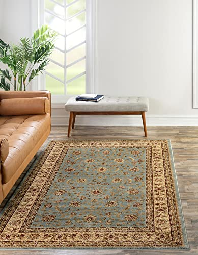 Rugs.com Aditi Collection Rug – 6' x 9' Light Blue Low Rug Perfect for Living Rooms, Large Dining Rooms, Open Floorplans