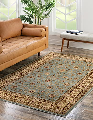 Rugs.com Aditi Collection Rug – 6' x 9' Light Blue Low Rug Perfect for Living Rooms, Large Dining Rooms, Open Floorplans