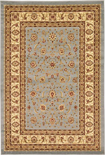 Rugs.com Aditi Collection Rug – 6' x 9' Light Blue Low Rug Perfect for Living Rooms, Large Dining Rooms, Open Floorplans