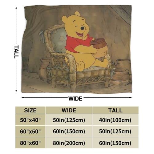 Win.nie The P.ooh Throw Blanket Decor Soft Fleece Flannel Throws Cozy Plush Fall Decor Throw Blanket for Living Room Couch Sofa Bed Adults Kids 50"X40"