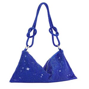 miscloder rhinestone purses for women evening sparkly gold clutch purse chic silver hobo bag for wedding party prom (blue)