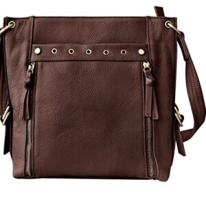 CCWBAGS Genuine Leather Satchel/Cross Body Concealed Carry Purse, Brown