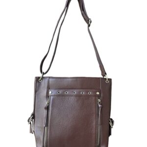 CCWBAGS Genuine Leather Satchel/Cross Body Concealed Carry Purse, Brown