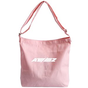 kpop ateez merchandise canvas shoulder bag, hobo crossbody handbag casual tote