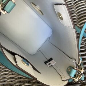 Kate Spade Darcy Small Bucket Bag Crossbody Stone Blue Leather