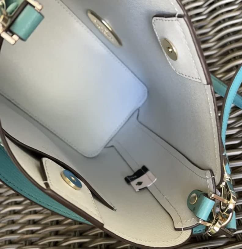 Kate Spade Darcy Small Bucket Bag Crossbody Stone Blue Leather