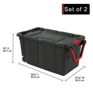 Storage Bins 40 Gallon Heavy-Duty Plastic Storage Bins, 2 Pack Container Totes with Durable Lid and Secure Latching Buckles, Stackable, Tough Storage Containers for Garage and Metal Rack Organizing