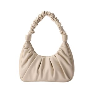women’s ruched hobo handbag, trendy sofii shoulder bag, small white purse