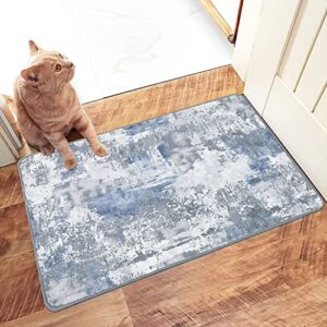 famibay 2×3 rug non slip modern abstract small area rugs for bedroom soft flurry throw rugs with rubber backing low pile indoor washable rugs carpet for entryway bedroom bathroom (blue and grey)