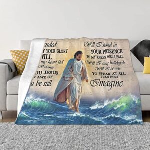 TRUDAY Jesus Christ Blanket Christian Religious Throw Faith Inspirational Gifts for Women Men Warm Soft Plush Lightweight Fleece Flannel Winter Bedding Kids 40''x50''