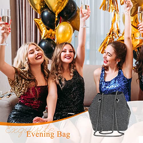 CORIOS Rhinestone Evening Bag for Women Crystal Bucket Purse Sparkly Clutch Glitter Handbag Bling Wedding Shoulder Bag Crossbody Bag Banquet Bag for Wedding Prom Cocktail Party Black