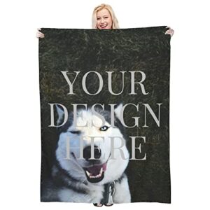 Custom Blankets with Your Photos Text Personalized Soft Throw Blanket fpr Bedroom Living Room Couch Sofa Customized Blankets for Family Birthday Wedding (40 x 30 Inch)