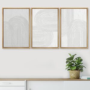 SIGNWIN Framed Canvas Print Wall Art Set Geometric Duotone Futuristic Arches Shapes Abstract Illustrations Modern Art Decorative Nordic Calm/Zen for Living Room, Bedroom, Office - 24"x36"x3 Natural