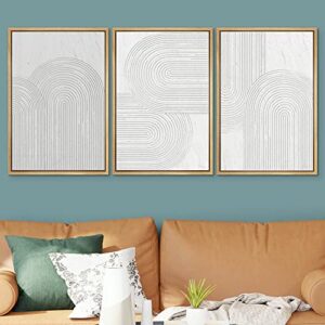 SIGNWIN Framed Canvas Print Wall Art Set Geometric Duotone Futuristic Arches Shapes Abstract Illustrations Modern Art Decorative Nordic Calm/Zen for Living Room, Bedroom, Office - 24"x36"x3 Natural