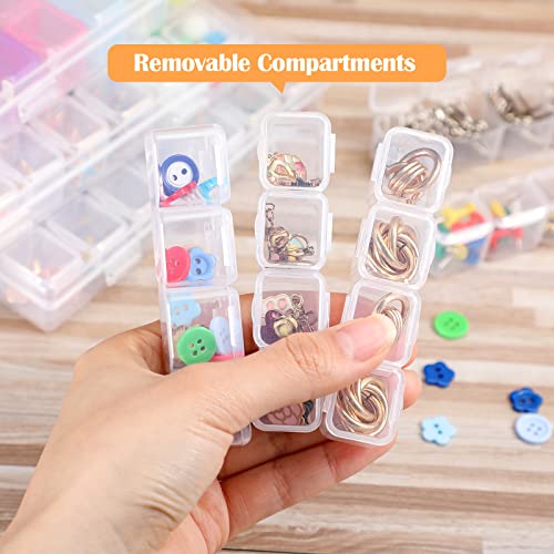 Bucherry 3 Sets Bead Storage Containers Small Jewelry Storage Box 84 Grids Dustproof Mini Clear Plastic Jewelry Organizer Box with Lids for Earrings