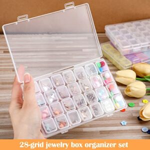 Bucherry 3 Sets Bead Storage Containers Small Jewelry Storage Box 84 Grids Dustproof Mini Clear Plastic Jewelry Organizer Box with Lids for Earrings