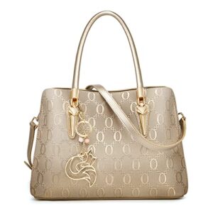 foxlover small cow leather handbags for women shoulder bag monogram designer tote bag top-handle satchel purse