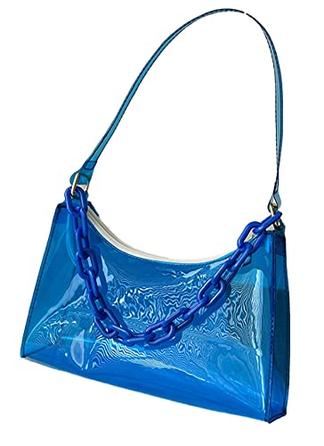 Women Girls Shoulder Bag Fashion Pellucid Jelly Tote Bag Hobo Handbag Purse Summer Solid Lightweight Small