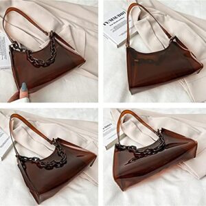 Women Girls Shoulder Bag Fashion Pellucid Jelly Tote Bag Hobo Handbag Purse Summer Solid Lightweight Small