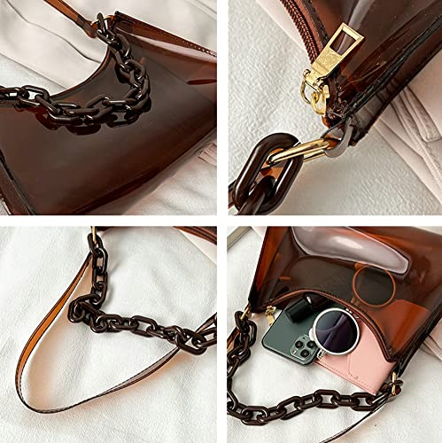 Women Girls Shoulder Bag Fashion Pellucid Jelly Tote Bag Hobo Handbag Purse Summer Solid Lightweight Small