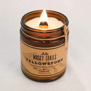 Yellowstone National Park Hand Poured Woodwick Crackle Coconut Wax Candle (8oz)