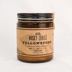 Yellowstone National Park Hand Poured Woodwick Crackle Coconut Wax Candle (8oz)