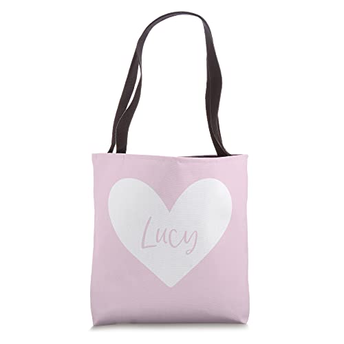 Lucy Pink Name Heart Love Woman Girl Friend Personalized Tote Bag