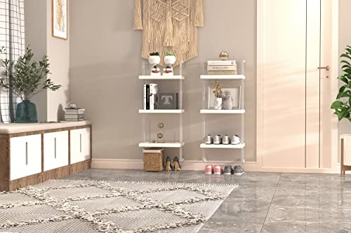 FUSUNBAO Wall Mounted Shelf Organizer Floating Shelves 3 Tiers Bookshlef Wall Hanging Wall Shoe Rack Shelf for Hallway,Living Room,Bedroom,Study Room,Office Room,Bath Room (Pure White-Washed)