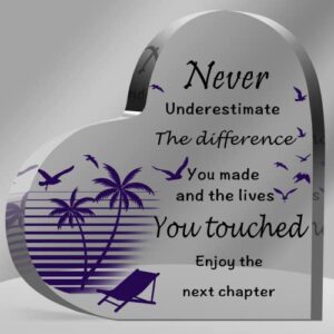 retirement gifts for men women friends，acrylic heart retirement gift，coworker leaving gifts going away gift, paperweight keepsake for home table shelf (yeshu)