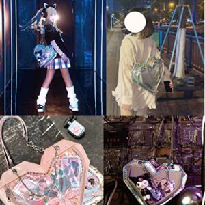Cute Ita Tote Backpack Clear Window Bag, Kawaii Itabag Crossbody Bag Backpack Design for Women Girls Lolita Cosplay Goth Bag (Gold)