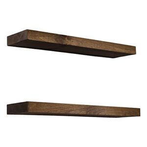 faeksur floating shelves wall shelf set of 2, wood wall mounted shelves for bathroom with invisible brackets, rustic floating shelf for bedroom, kitchen, wall decor, living room, toilet