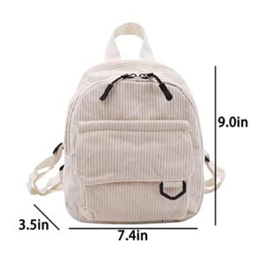 Women Girls Mini Corduroy Backpack Cute Shoulder Bag Purse Casual Rucksack Satchel Travel Small Backpack