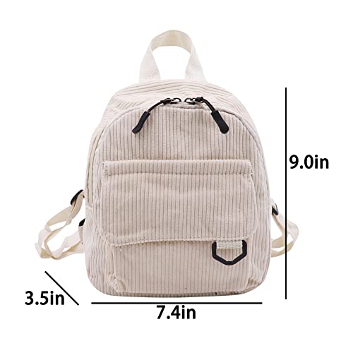 Women Girls Mini Corduroy Backpack Cute Shoulder Bag Purse Casual Rucksack Satchel Travel Small Backpack