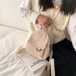 Women Girls Mini Corduroy Backpack Cute Shoulder Bag Purse Casual Rucksack Satchel Travel Small Backpack