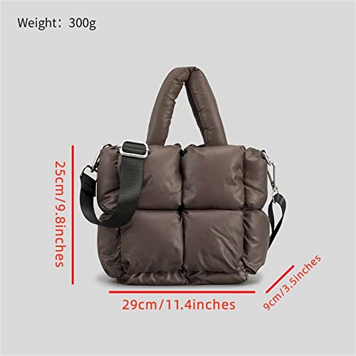 Small Quilted Puffer Tote Bag for Women, Cotton Padded Winter Handbag, Lightweight Soft Nylon Shoulder Bag Crossbody Bag (Grey)