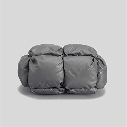 Small Quilted Puffer Tote Bag for Women, Cotton Padded Winter Handbag, Lightweight Soft Nylon Shoulder Bag Crossbody Bag (Grey)
