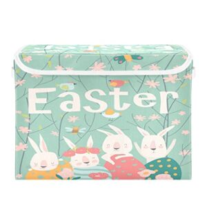 domiking easter eggs bunny large storage bin with lid collapsible shelf baskets box with handles empty gift basket for nursery drawer shelves cabinet