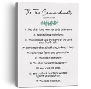 the ten commandments bible verse canvas painting framed wall art decor for living room bedroom, exodus 20:1-17 christian scripture canvas poster print decorative gift