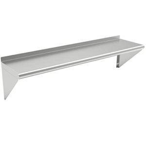 HAHAKU Wall Stainless Steel Metal Shelf 12"*48", Commercial Wall Mount ​Floating Shelving Heavy Duty 280 lbs for Restaurant, Bar, Utility Room, Kitchen and Garag