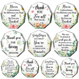 10 pcs 5 styles acrylic thank you gift nonagon coworker gift office employee appreciation plaque decorative signs and plaques inspirational paperweight keepsake for women men colleague teacher