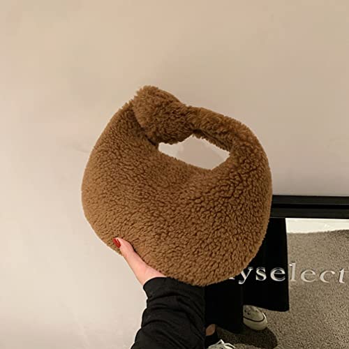 GALPADA Women Plush Handbag Tote Bags Dumpling Bag Winter Clutch Purses