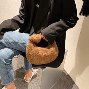 GALPADA Women Plush Handbag Tote Bags Dumpling Bag Winter Clutch Purses