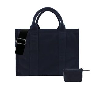 moaixup canvas tote bag for women, travel crossbody bag, handbag for school and office(black, medium)